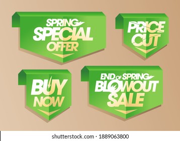 Sale stickers arrows set - price cut, end of spring blowout sale and buy now