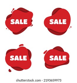 Sale stickers for badges, banners, price tags. Vector red set on white background 