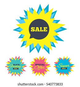 Sale stickers and banners. Sale sign icon. Special offer symbol in speech bubble. Star labels. Vector
