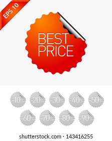 Sale stickers: Best price. Vector illustration
