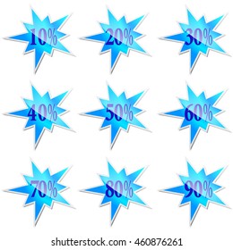 Sale stickers. Blue sticky isolated on white background. Vector illustration.