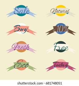 Sale stickers, online shopping. Sale fresh eco nature free today icons. Website badges for black friday