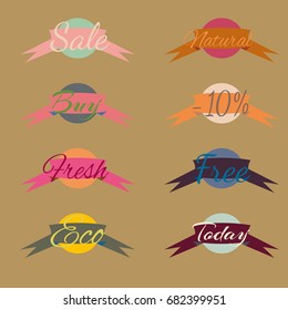 Sale stickers, online shopping. Sale fresh eco nature free today icons. Website badges for black friday