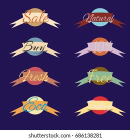 Sale stickers, online shopping. Sale fresh eco nature free today icons. Website badges for black friday