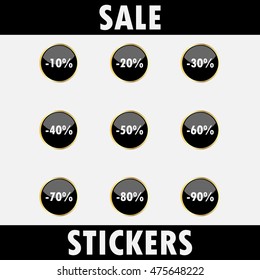 Sale stickers with percent discount. Set of  icons
