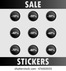 Sale stickers with percent discount. Set of icons
