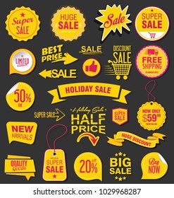 Sale stickers and tags colorful collection