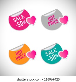 Sale stikers with hearts