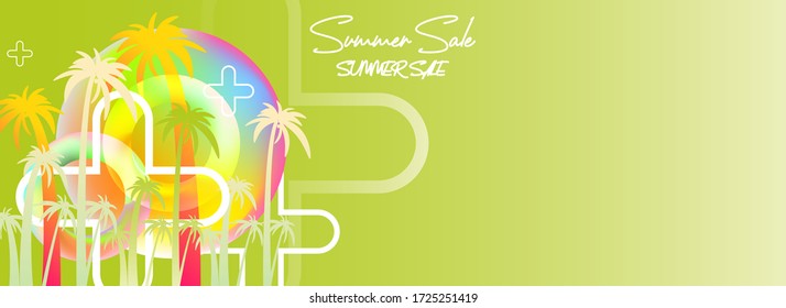 Sale summer backgrounds colorful 3d holiday vector Illustration graphic design poster flyer leaflet party