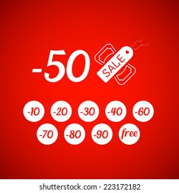 Sale symbol with percent discount, tag and dollar icon, vector illustration
