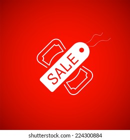 Sale symbol, tag and dollar icon, vector illustration