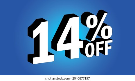 Sale tag 14% off - 3D and blue - for promotion offers and discounts	
