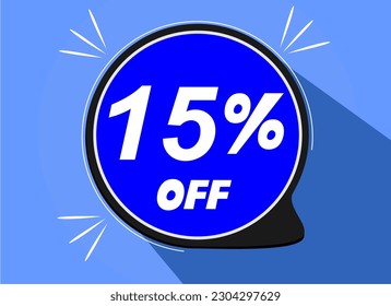 Sale tag 15%, fifteen percent off, vector illustration.