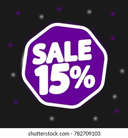 Sale tag 15% off, banner design template, vector illustration