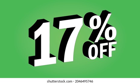 Sale tag 17 percent off - 3D and green - for promotion offers and discounts.