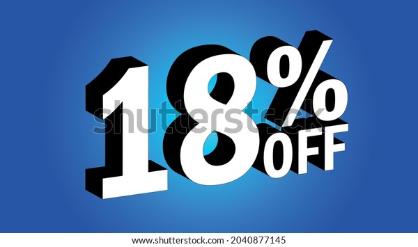 Sale tag 18% off - 3D and blue - for\
promotion offers and\
discounts	