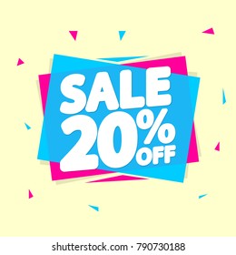 Sale tag 20% off, banner design template, vector illustration