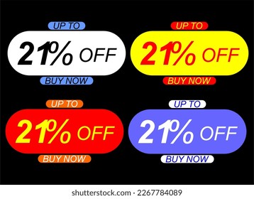 Sale tag up to 21% twenty one percent off, vector illustration.