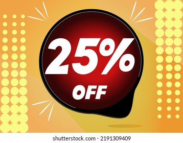 Sale tag 25% twenty five percent off, vector illustration