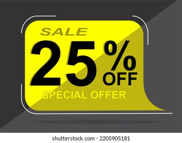 Sale tag 25% Twenty five percent off, vector illustration, balloon shape.