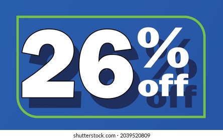 Sale tag 26 percent off - blue - for promotion offers and discounts