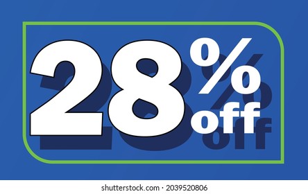Sale tag 28 percent off - blue - for promotion offers and discounts
