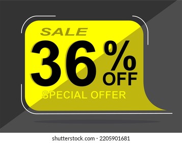 Sale tag 36% thirty six percent off, vector illustration, balloon shape.