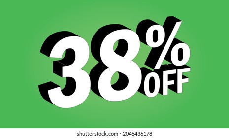 Sale tag 38 percent off - 3D and green - for promotion offers and discounts.
