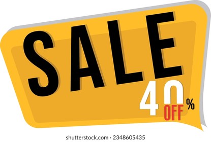 Sale tag 40% off promotion. Business and sales price. Big sale.