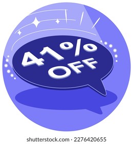 Sale tag 41% forty one percent off in 3D, vector illustration, balloon shape, art.