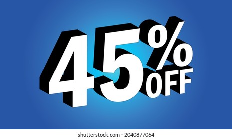 Sale tag 45% off - 3D and blue - for promotion offers and discounts	