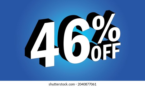 Sale tag 46% off - 3D and blue - for promotion offers and discounts	