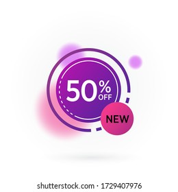 Sale tag 50 percent off. Stock icon