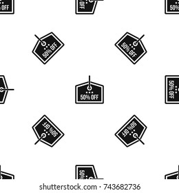 Sale tag 50 percent off pattern repeat seamless in black color for any design. Vector geometric illustration