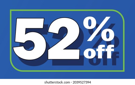 Sale tag 52 percent off - blue - for promotion offers and discounts