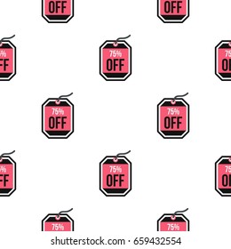 Sale tag 75 percent off pattern seamless flat style for web vector illustration