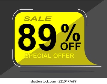 Etiqueta de venta 89% 89% de descuento, ilustración vectorial, forma de globo.