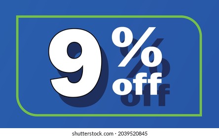 Sale tag 9 percent off - blue - for promotion offers and discounts