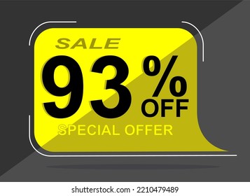 Sale tag 93% ninety three percent off, vector illustration, balloon shape.