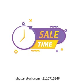 Sale tag. Sale badge with a clock. Sale sticker. Illustration design. Vector art. Graphic design.