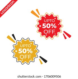 Sale tag badge template, 50 off sale label symbol, 50% sale promotion flat icon with long shadow,  bargain sale red sign modern design isolated on white background image