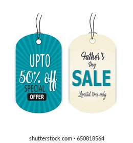 Sale tag, banner or poster for Happy Father's Day with nice and creative design illustration.