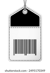 Sale tag with barcode on a string vector illustration