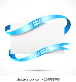 Sale tag. Blank paper with ribbon vector