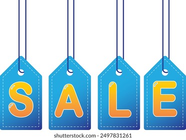 sale tag blue color illustrations