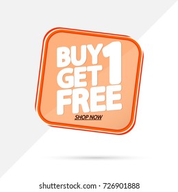 Sale tag, buy 1 get 1 free, banner design template, app icon, vector illustration