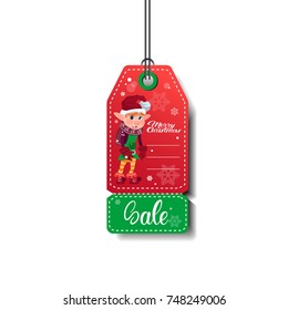 Sale Tag Christmas And New Year Shopping Isolated On White Background Flat Vector Illustration