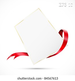 Sale tag. Clear tag with red ribbon.Vector illustration