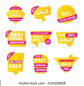 Sale tag collection. Special offer, clearance sale, discounts, modern graphic vector illustration.