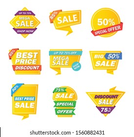 Sale tag collection. Special offer, clearance sale, discounts, modern graphic vector illustration.